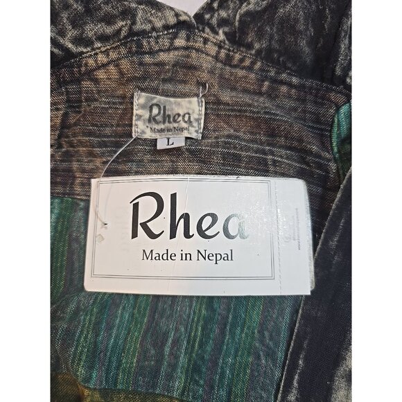 Rhea Patchwork Overalls 100% Cotton pockets adjustable shoulder strap Size L New - Picture 7 of 16
